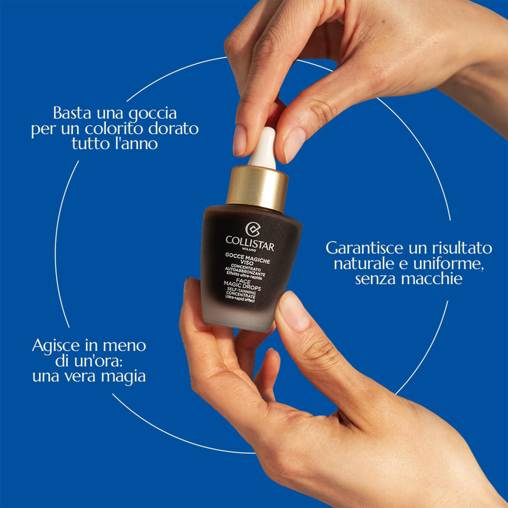Collistar Magic Drops on skin after use with hydrated, even-tone glow.