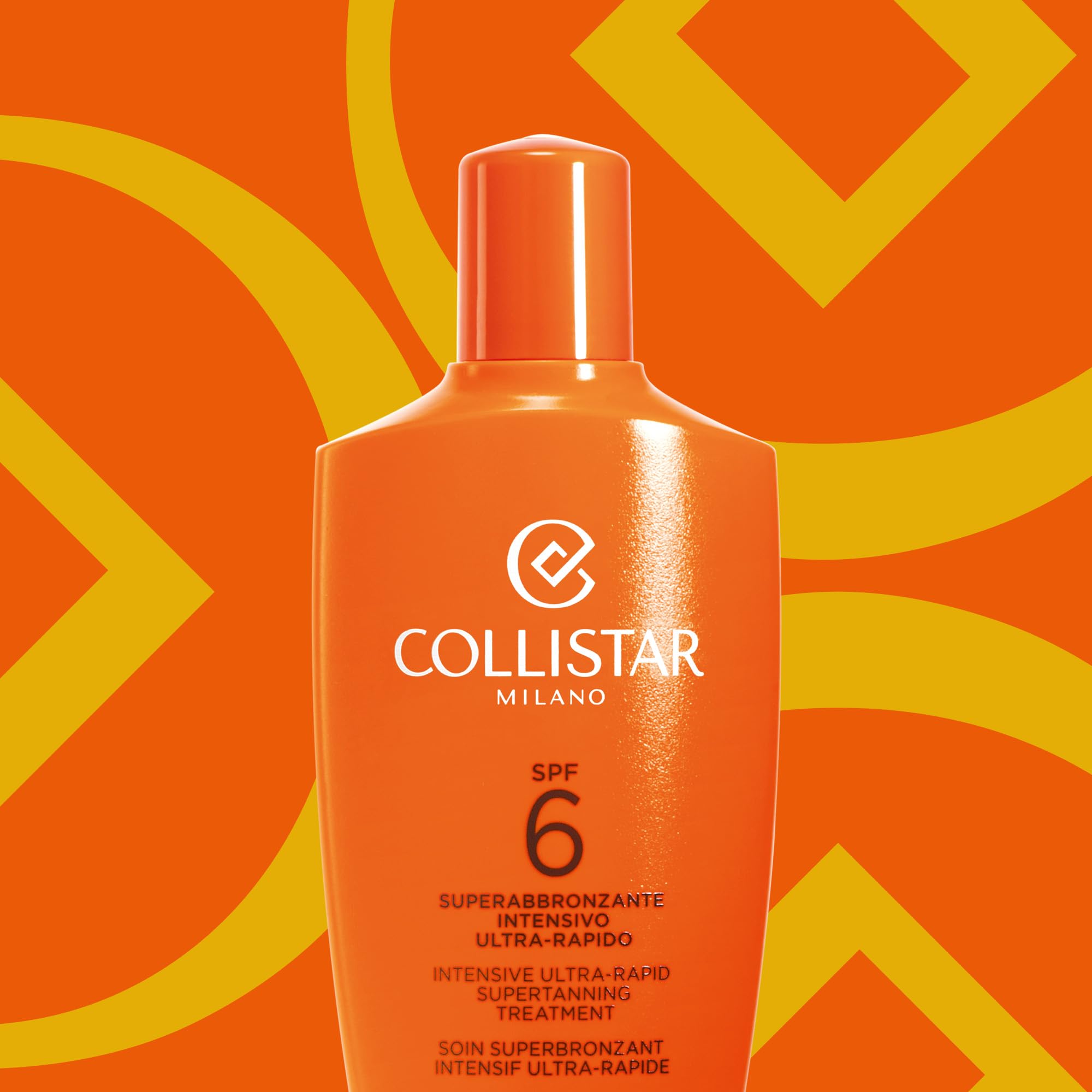 Collistar Perfect Tanning packaging display highlights travel-friendly 200 ml size.