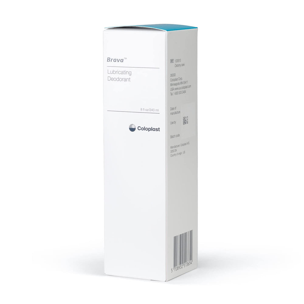 Brava deodorant packaging communicates 8 oz size and usage.