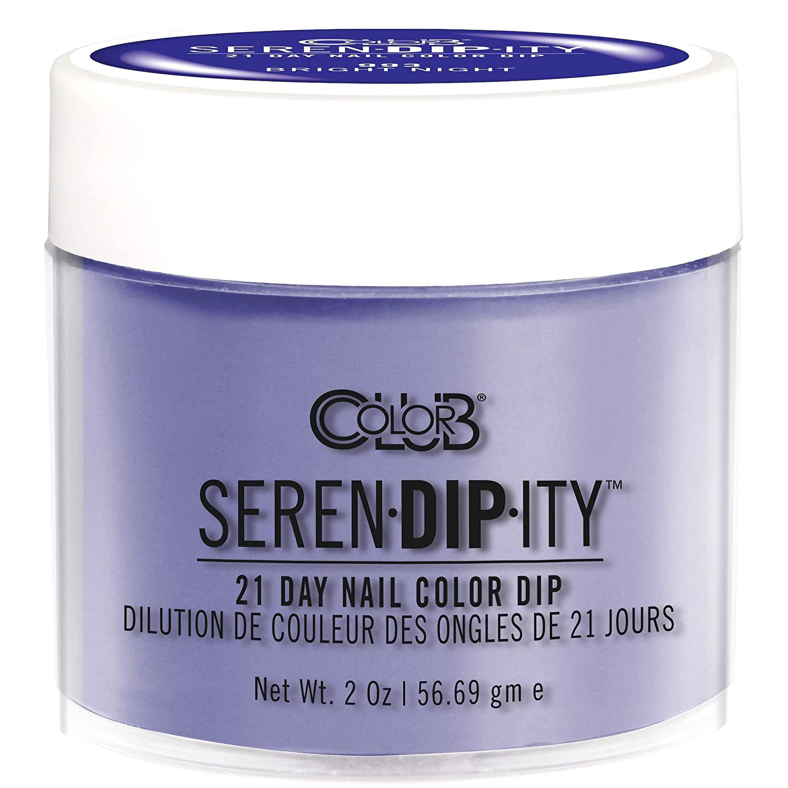 Color Club Bright Night Serendipity dip powder jar close-up for rich, premium color.