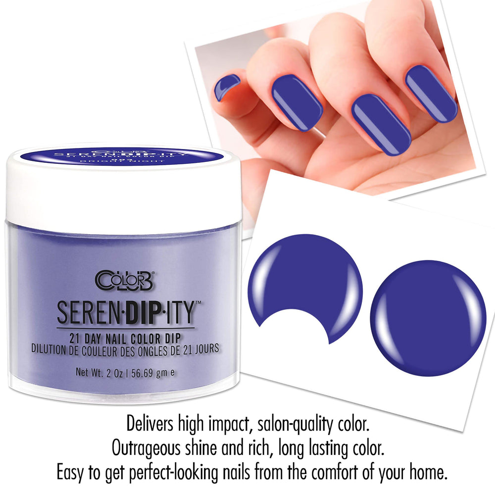 Color Club Bright Night Serendipity label on bottle helps brand recognition.