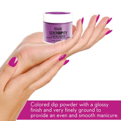 Color Club Mrs. Robinson Serendipity neon dip powder on nails demonstrates glossy finish
