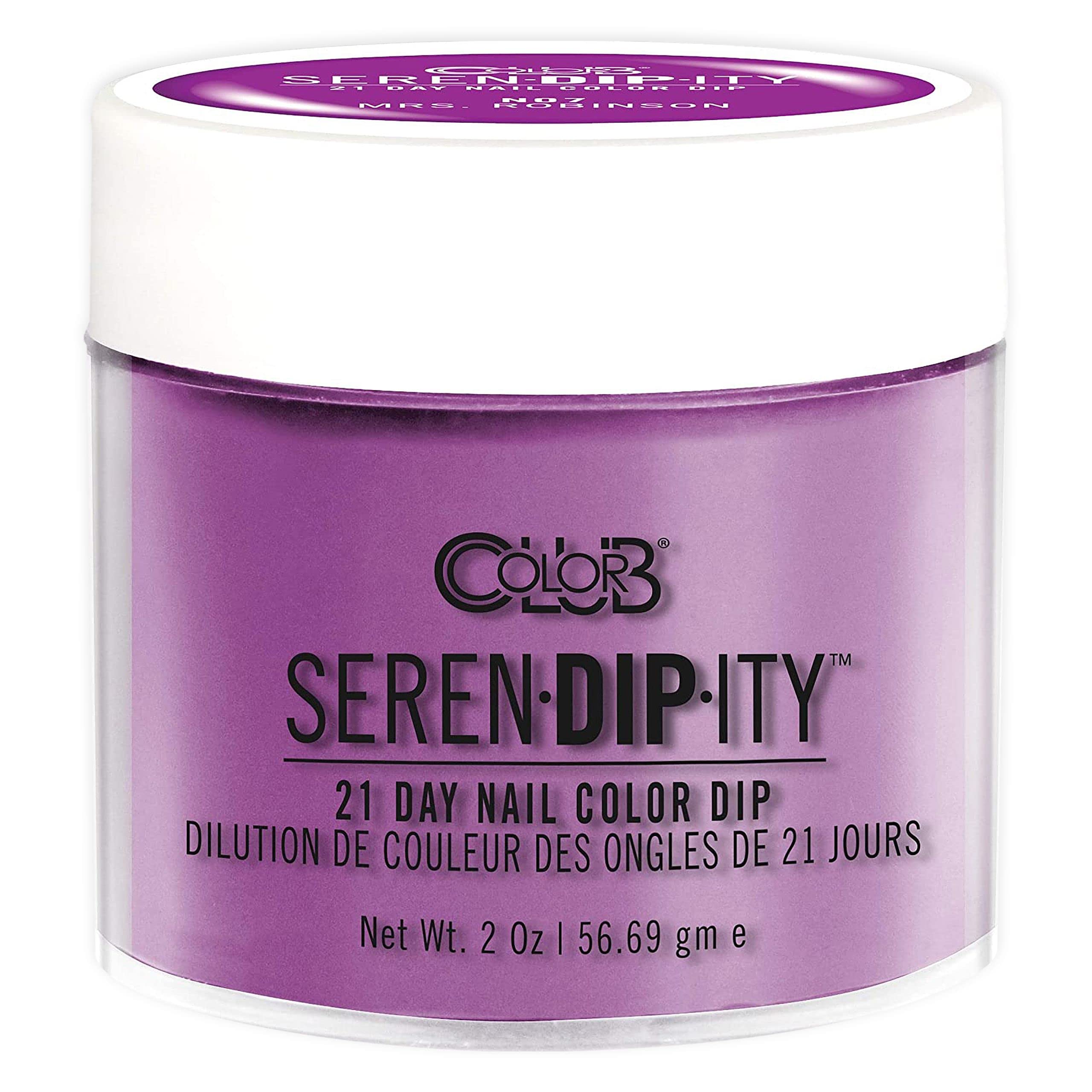Color Club Mrs. Robinson Serendipity neon dip powder bottle for bold nails