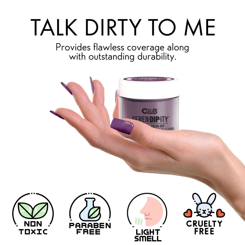 Color Club dip powder closeup reveals fine pigment for even coverage