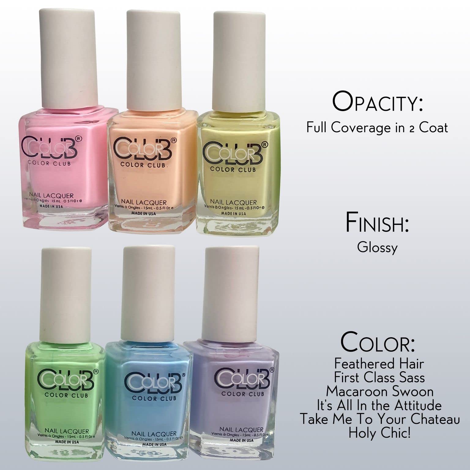 Color Club pastel blue polish bottle with glossy finish for crisp style