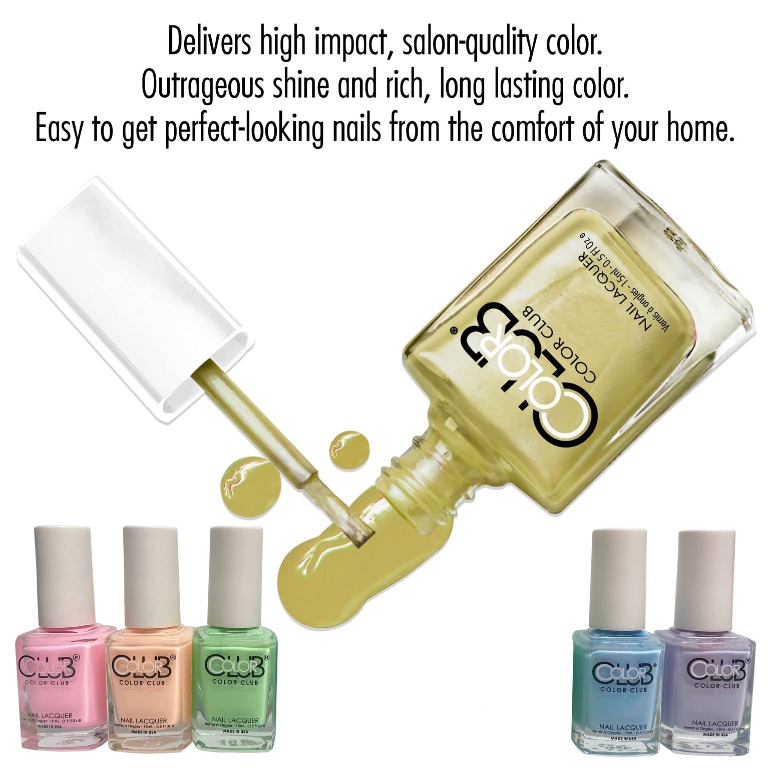 Color Club pastel coral pink polish bottle offering warm tones for nails