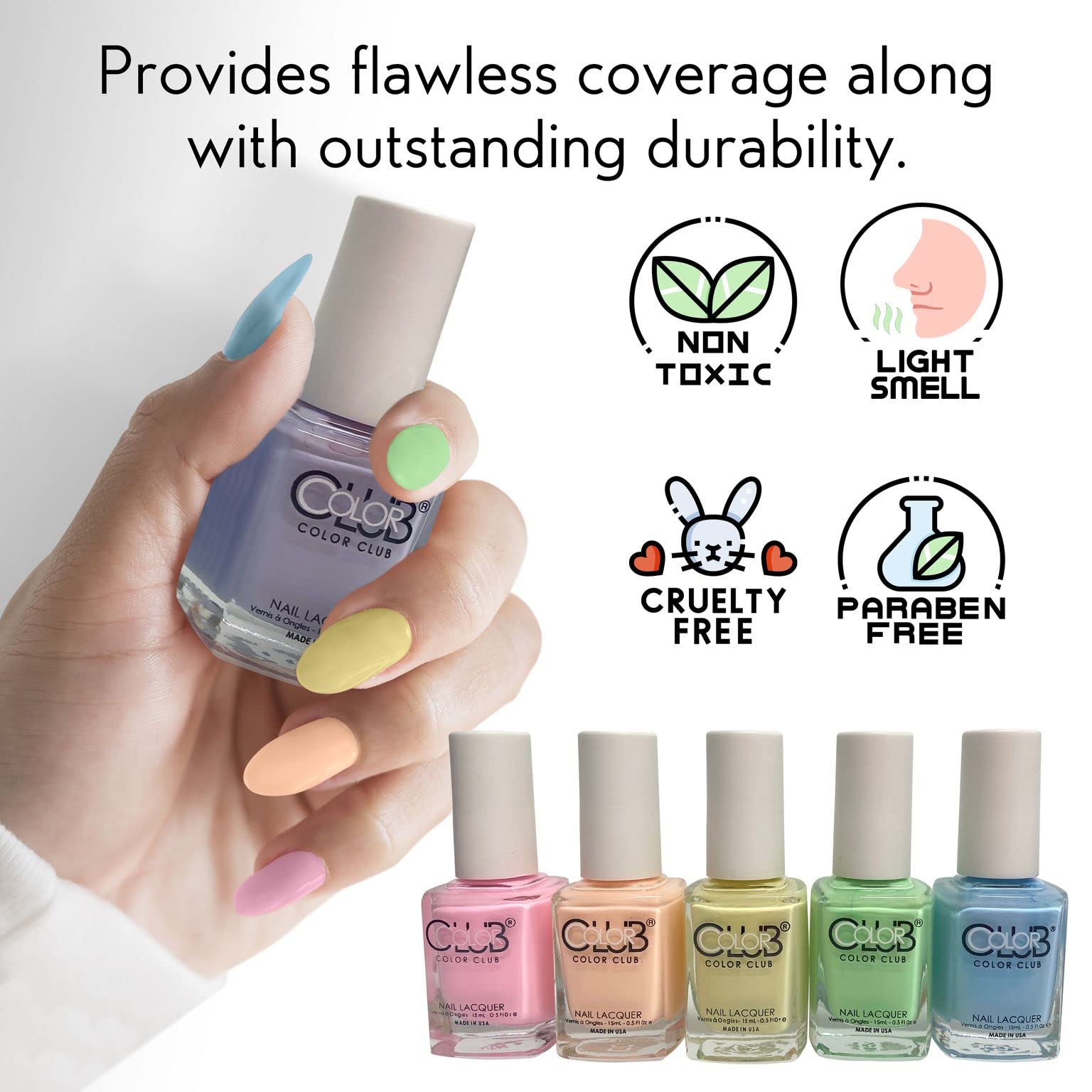Color Club pastel orange polish bottle adds sunny vibes to nails