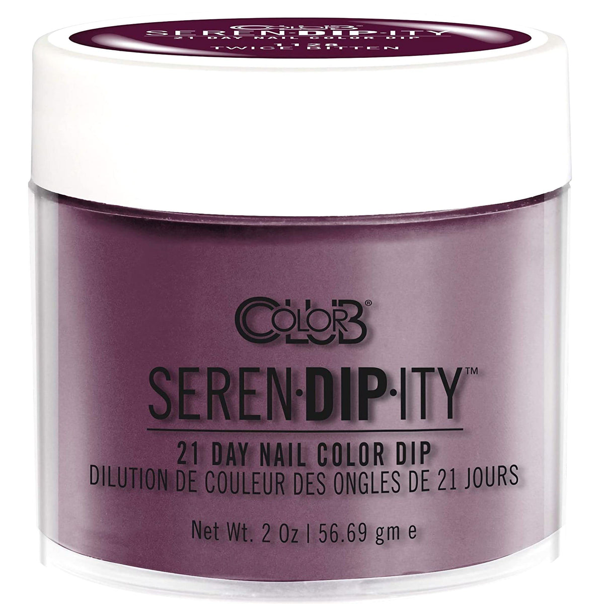 Color Club Twice Bitten Serendipity 2oz dip powder bottle in nude shade for chic nails.