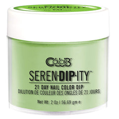 Color Club We Liming Serendipity neon dip powder bottle closeup for bold color
