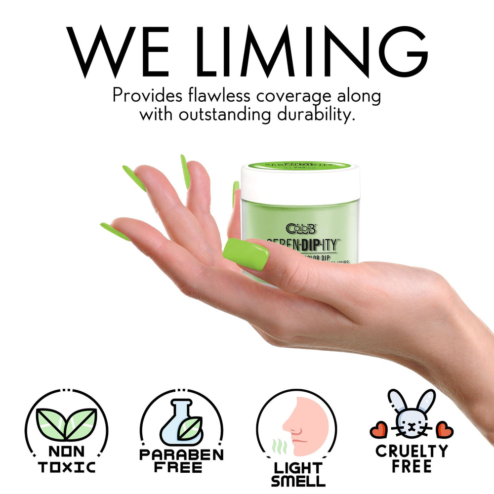 Color Club We Liming Serendipity neon dip powder finish feels smooth and streak-free