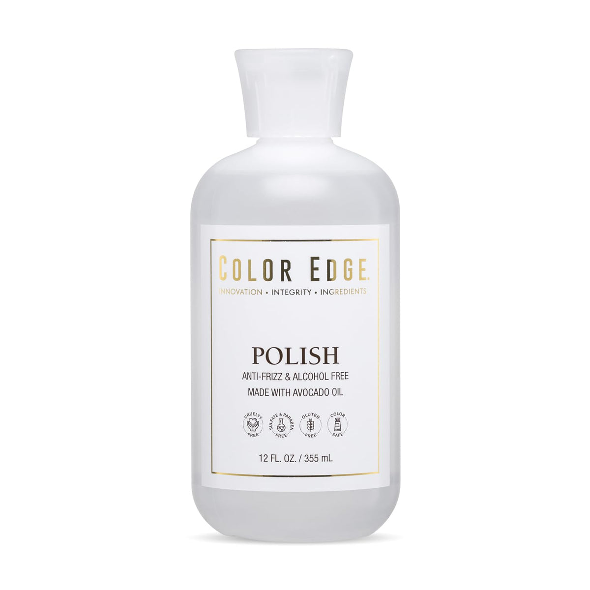 Color Edge Polish bottle front label highlights avocado oil for skin and hair hydration.