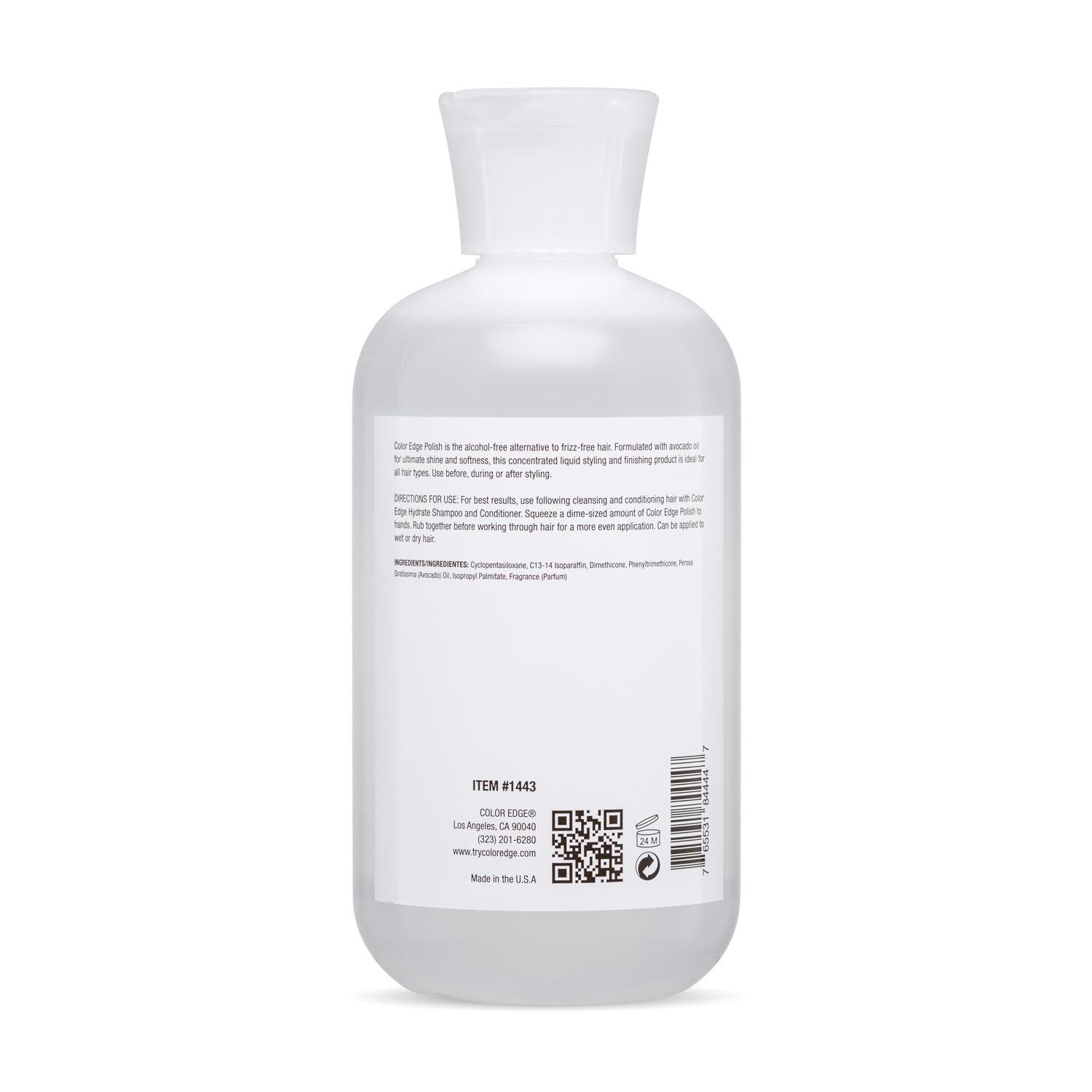 Color Edge Polish close-up shows avocado oil and ingredients for smooth, hydrated results.