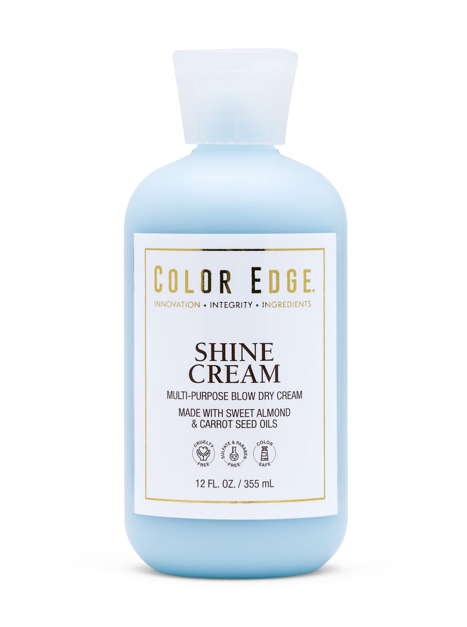Color Edge Shine Cream bottle showing weightless conditioning for detangling and shine.