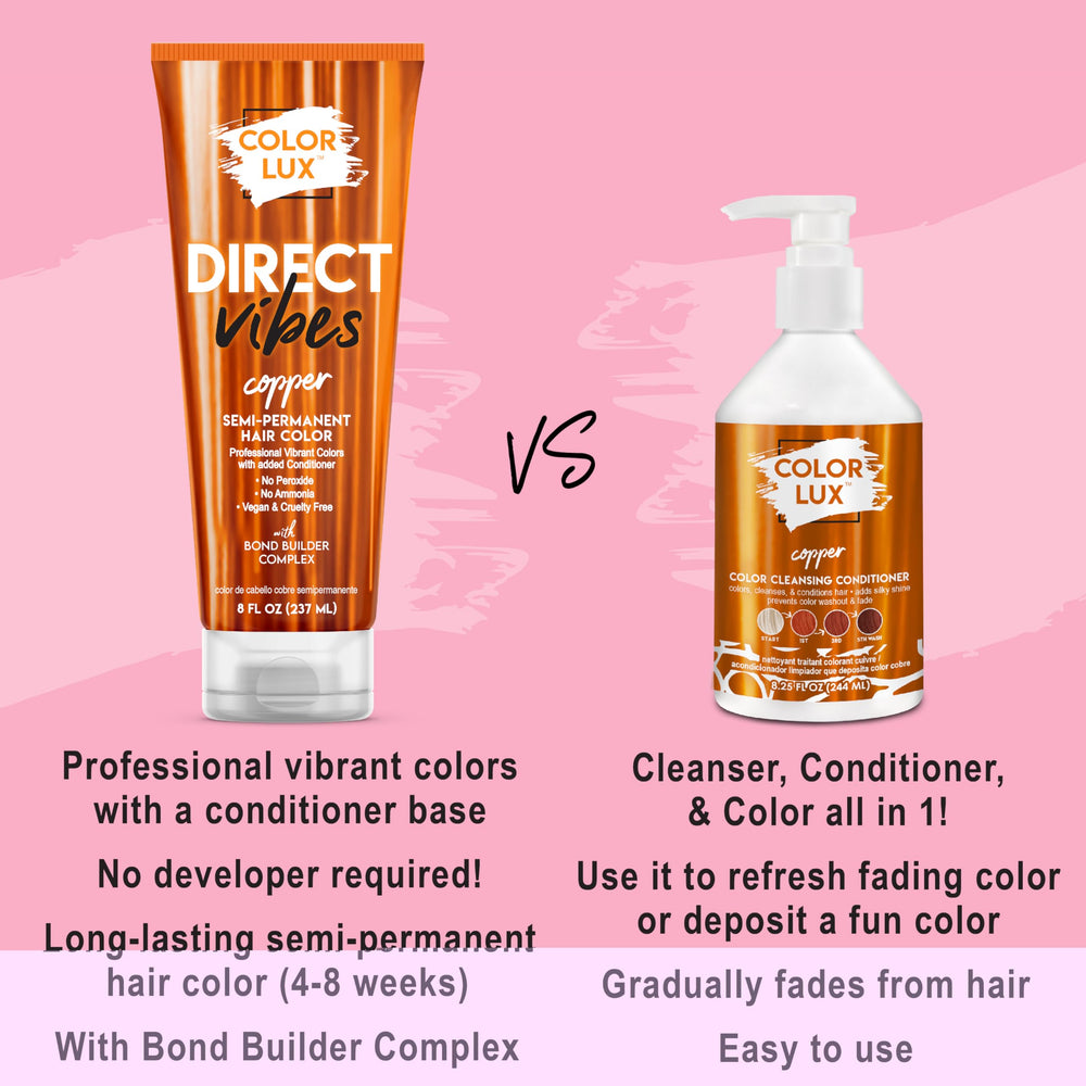 Color Lux Direct Vibes Copper close-up highlights luminous copper tones.