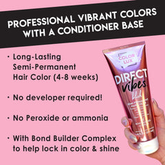 Color Lux Direct Vibes Copper packaging signals vegan, cruelty-free formula.