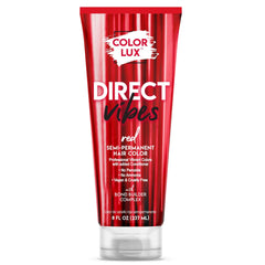 Color Lux Direct Vibes red bottle delivers bold pigment for vibrant color.