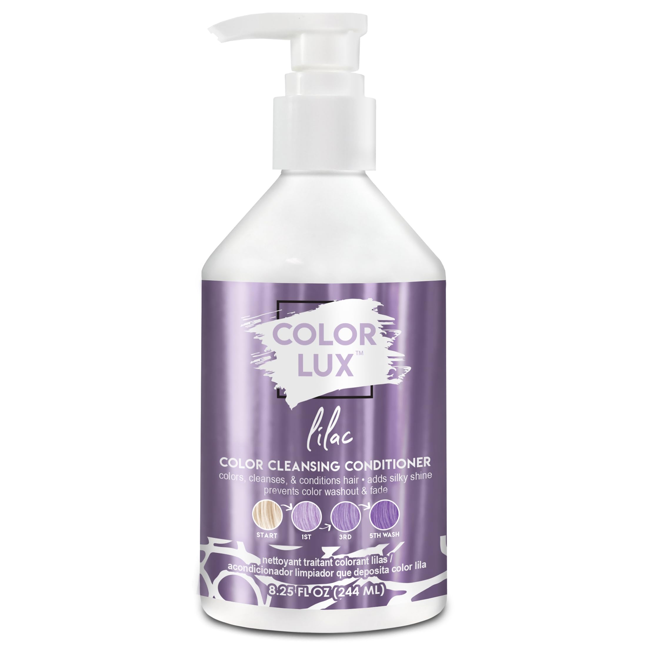 Color Lux Lilac bottle pour demonstrates easy application and color deposition.