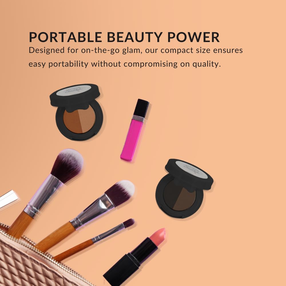 Color Me Beautiful Brow Powder Duo compact fits makeup bag for on-the-go.