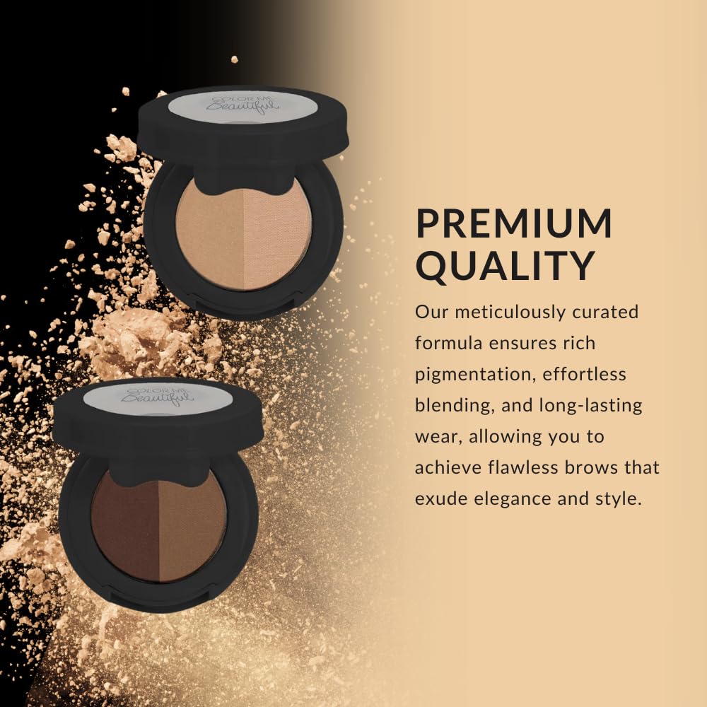 Color Me Beautiful Brow Powder Duo rich pigment enables smooth, even application.