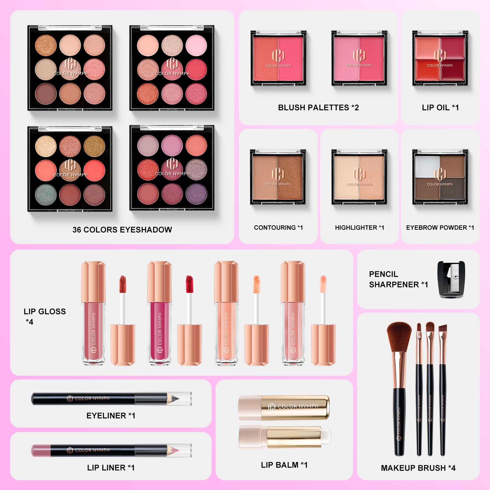 Color Nymph 36-color eyeshadow palette matte pearl, versatile finishes for day to night looks