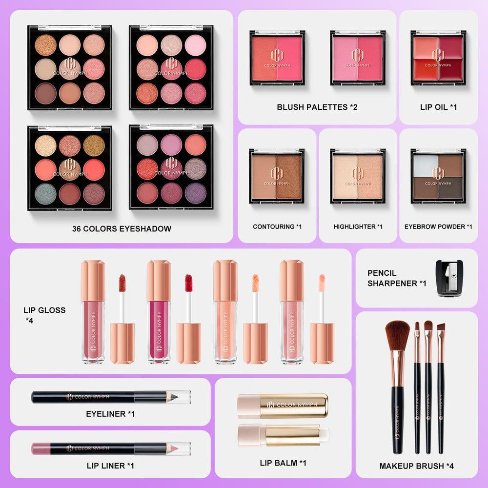 Color Nymph 36-color eyeshadow palette with matte and pearl finishes