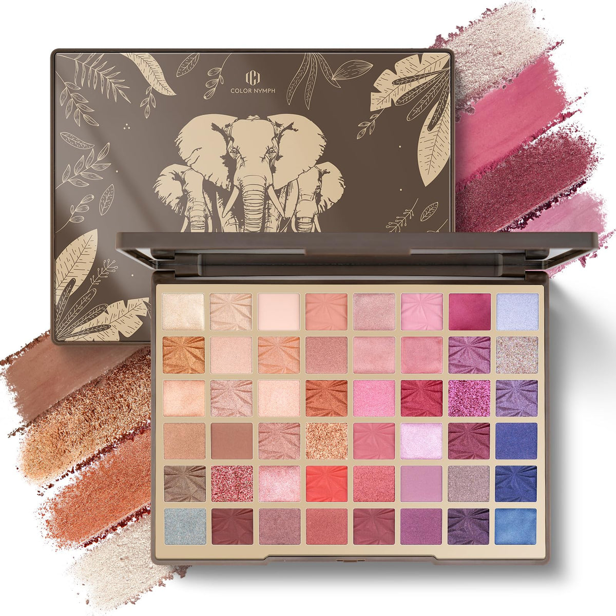 Color Nymph 48-color eyeshadow palette cover shows versatile shades for everyday wear.