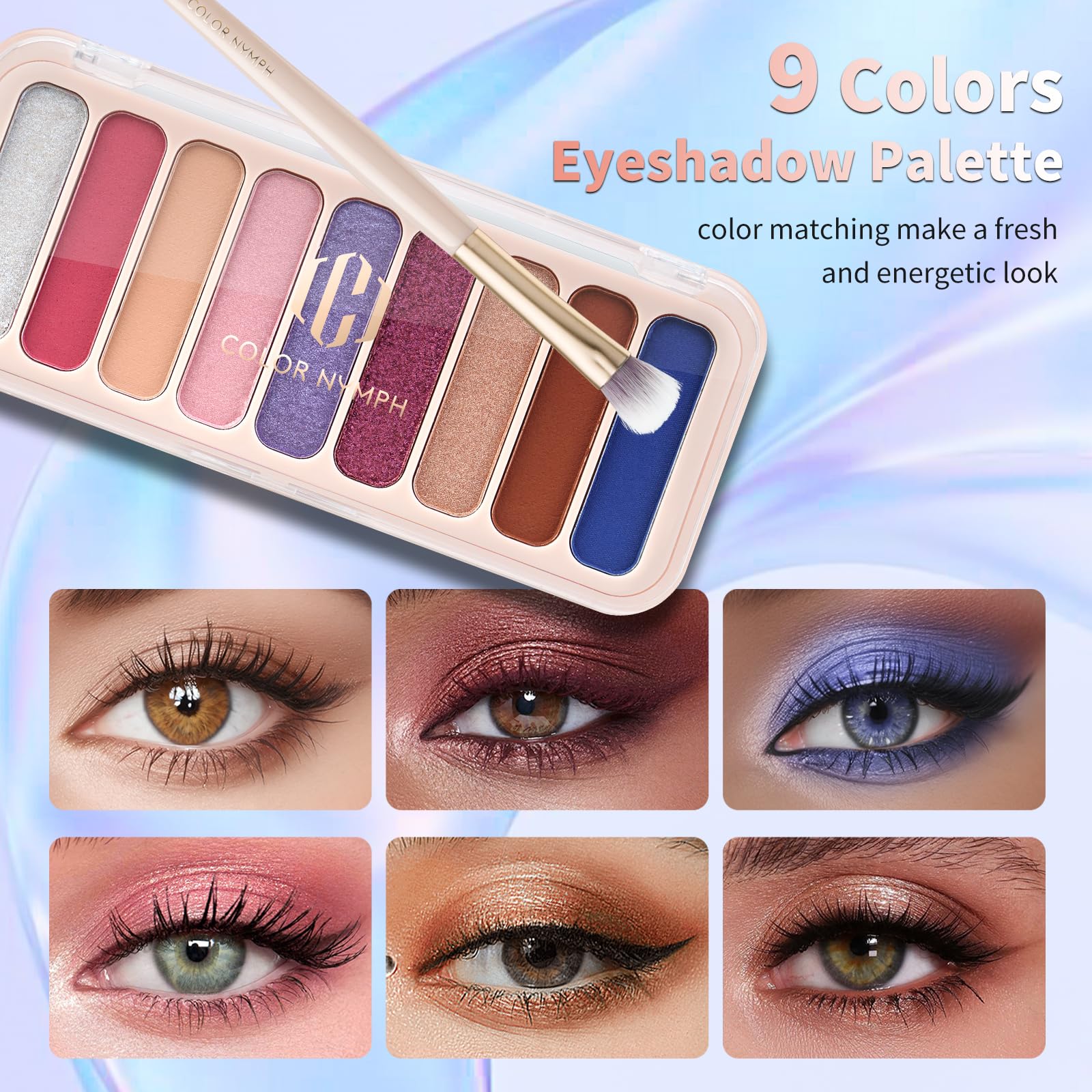 Color Nymph 9-color eyeshadow palette for versatile daily looks.