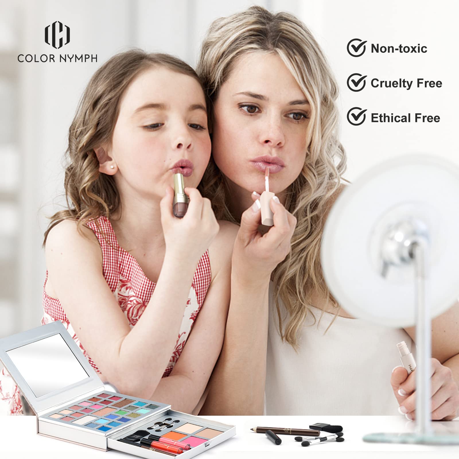 Color Nymph dual-sided applicators for quick, clean makeup application.