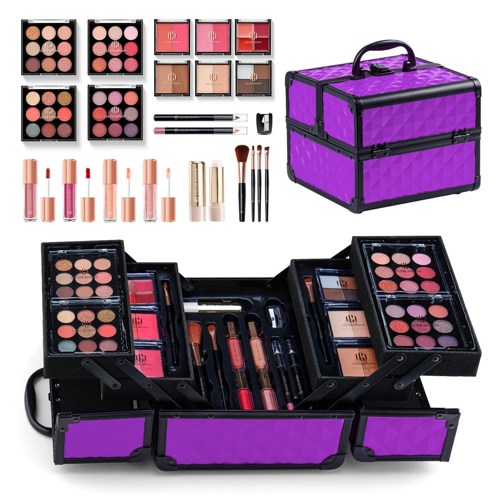 Color Nymph all-in-one makeup kit in a travel-ready train case for easy styling