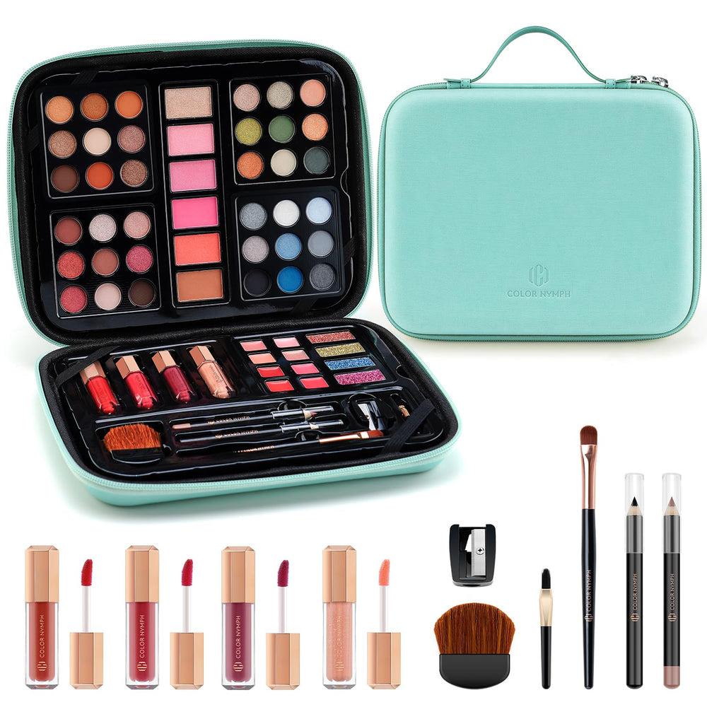 Color Nymph beginner makeup kit mint green handbag for on-the-go glam and storage