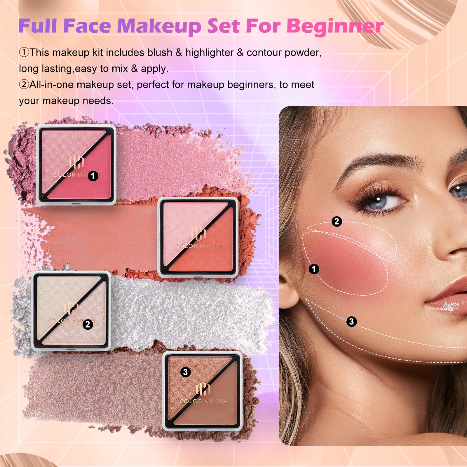 Color Nymph bronzer pan adds warm definition.