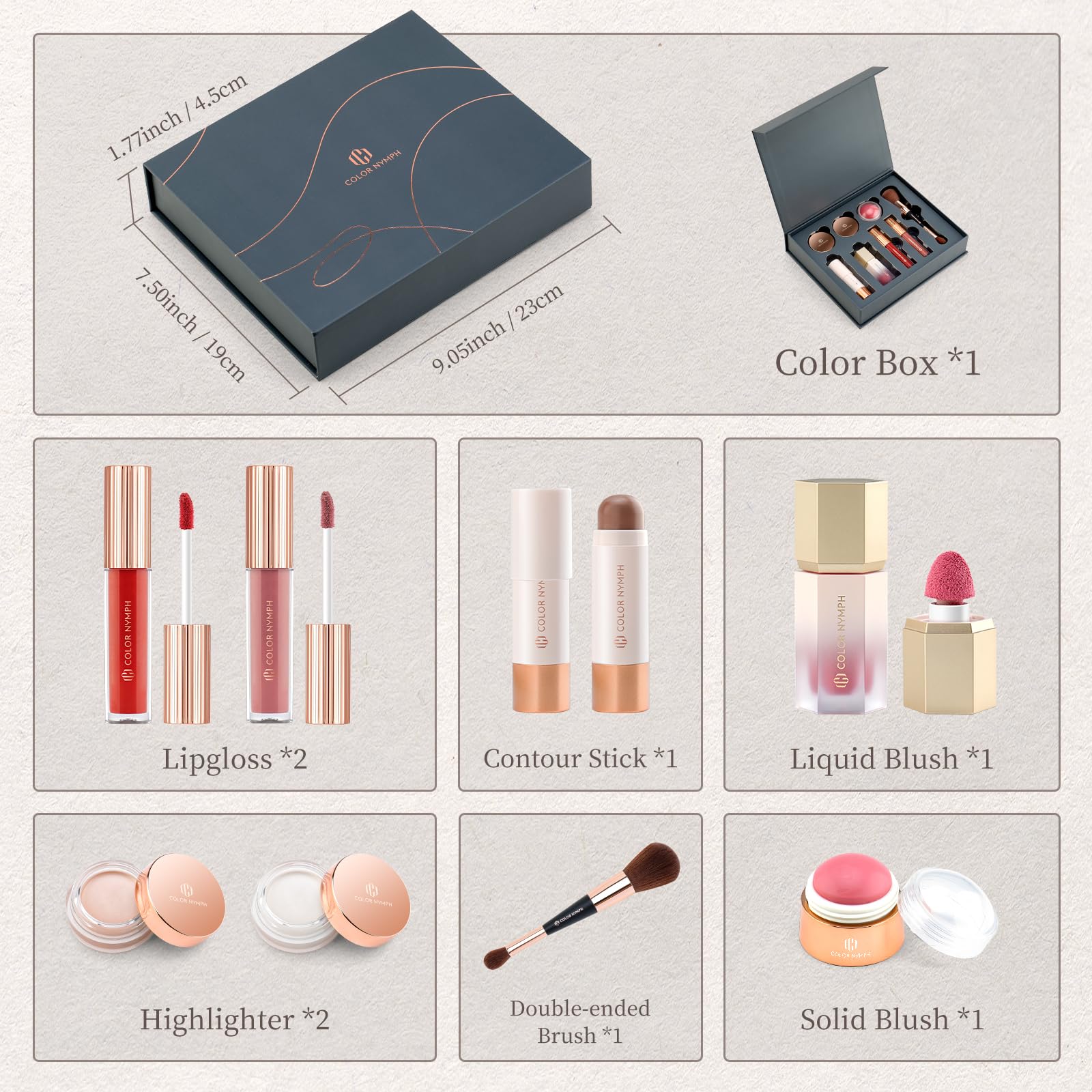 Color Nymph all-in-one box keeps makeup essentials organized.