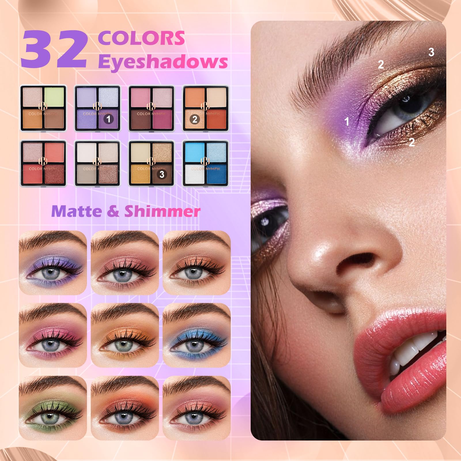 Color Nymph highlighter palette with two shades for a subtle glow.