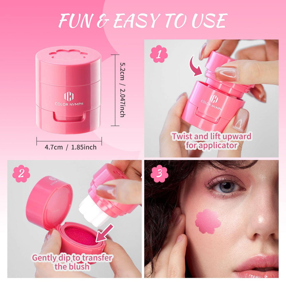 Color Nymph blush applied to cheek with finger for natural glow