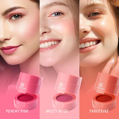 Color Nymph Liquid Blush Trio swatches on skin for dewy finish