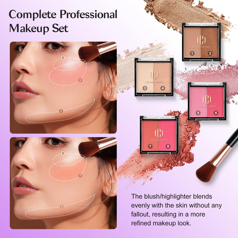 Color Nymph makeup brushes set included for precise application