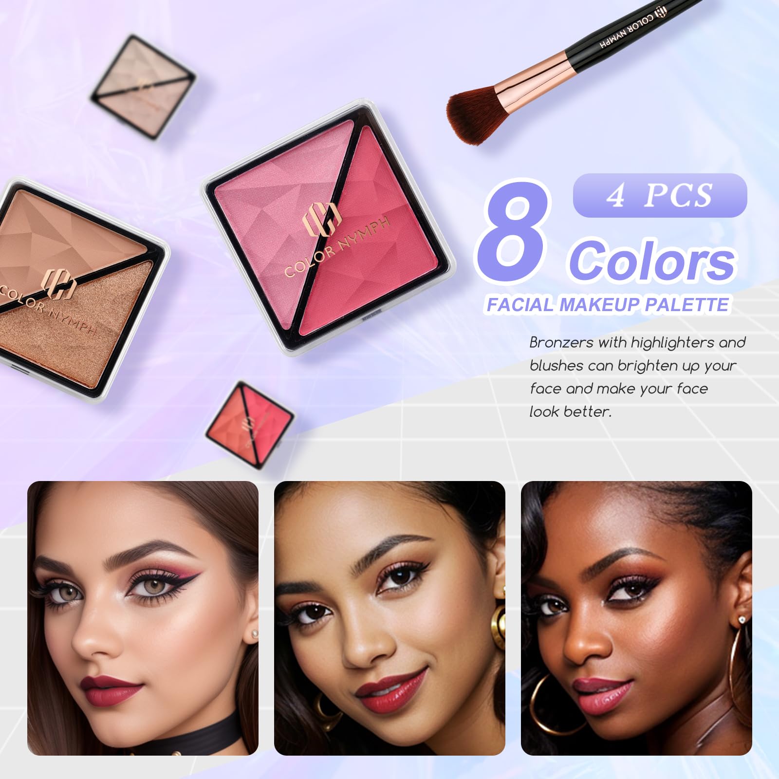 Color Nymph contour powder to define features softly.