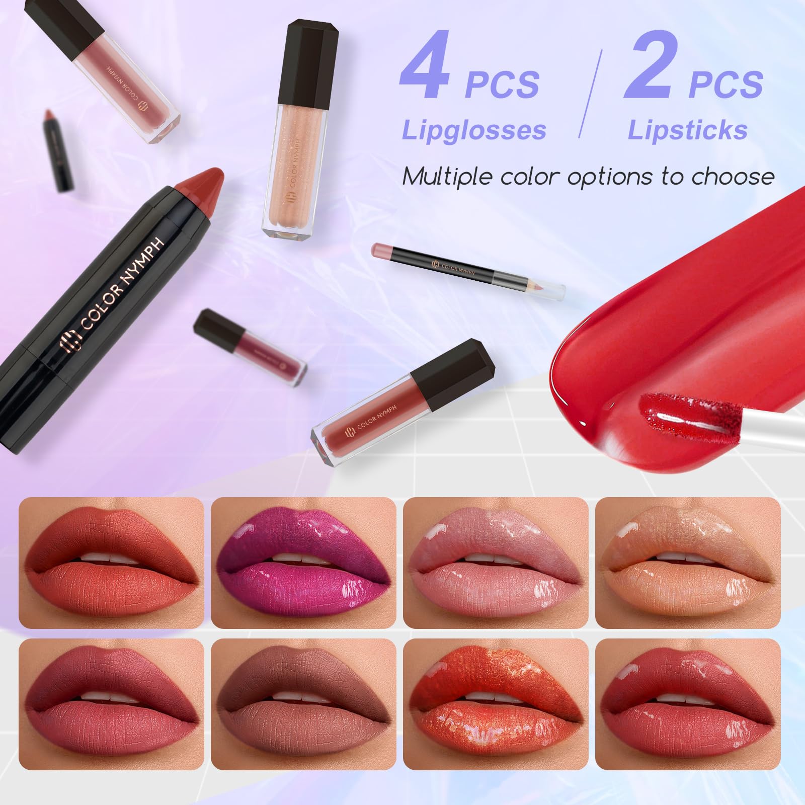 Color Nymph highlighter colors for a soft cheek glow.
