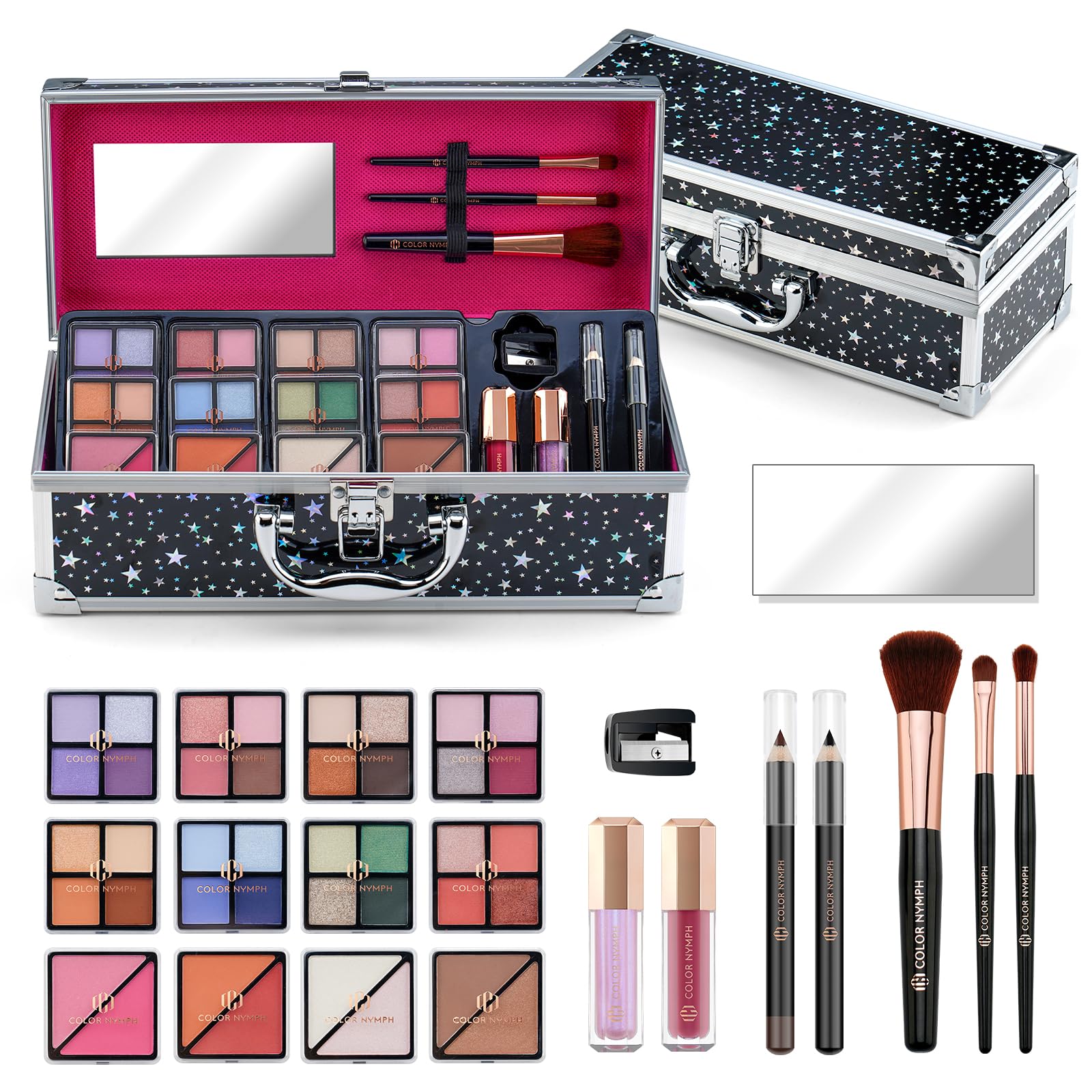 Color Nymph Starry Black train case keeps makeup organized and portable
