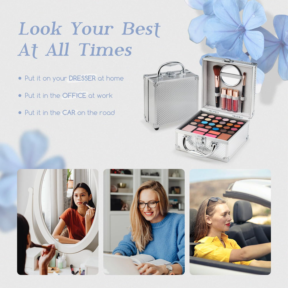 Color Nymph mirror inside case enables quick touch-ups on the go.