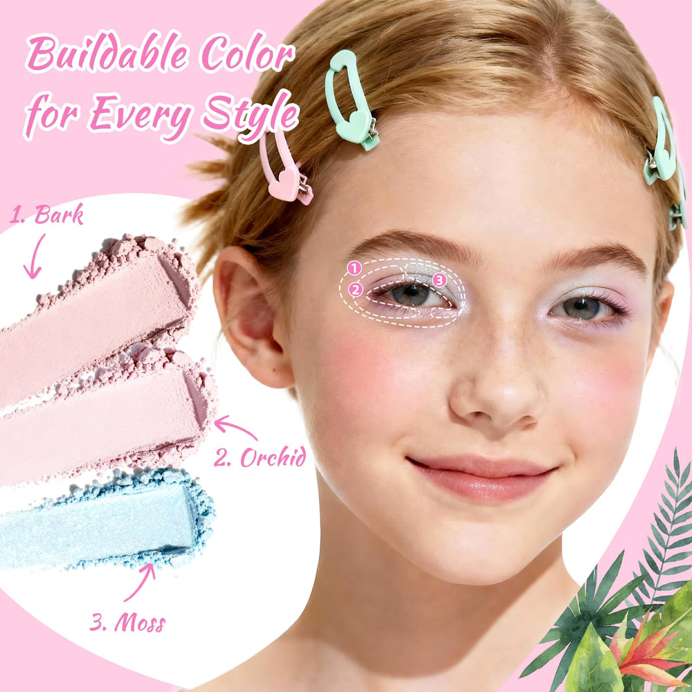 Color Nymph palette includes two blush/bronzer shades to add natural warmth to cheeks.