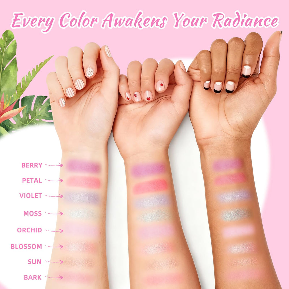 Color Nymph palette uses soft, ultra-fine powders that blend smoothly on skin.