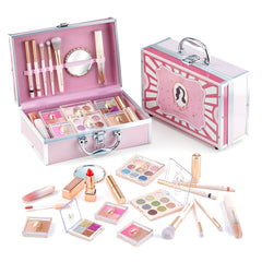 Color Nymph pink train case makeup kit, ideal for teen on-the-go storage.