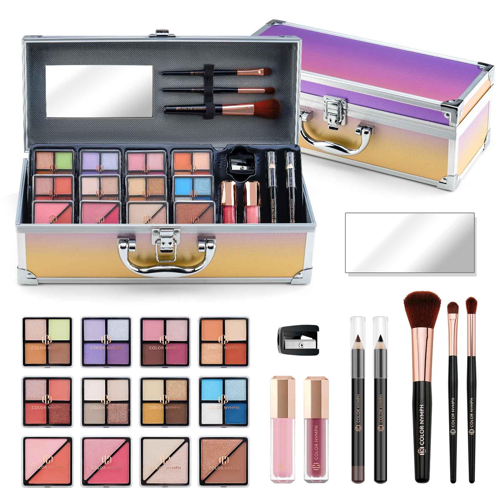 Color Nymph teen makeup kit with train-case front view for organized travel.