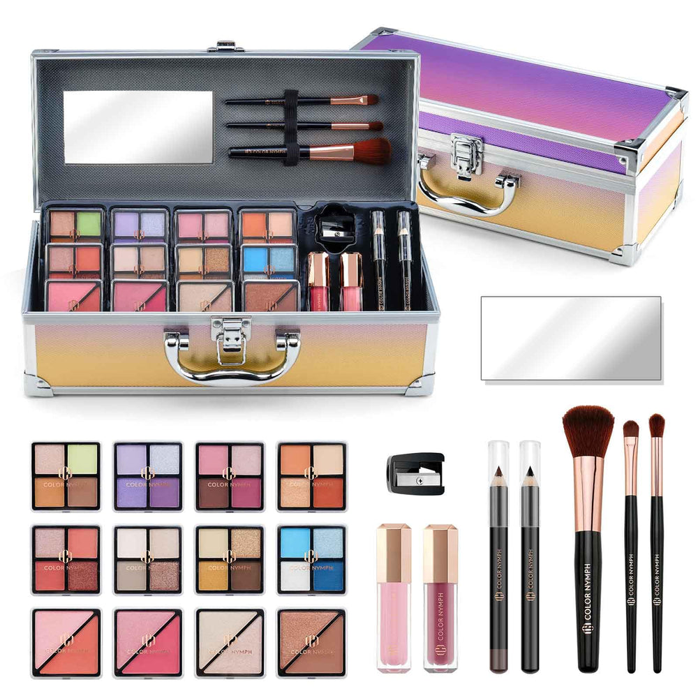 Color Nymph teen makeup kit with train-case front view for organized travel.