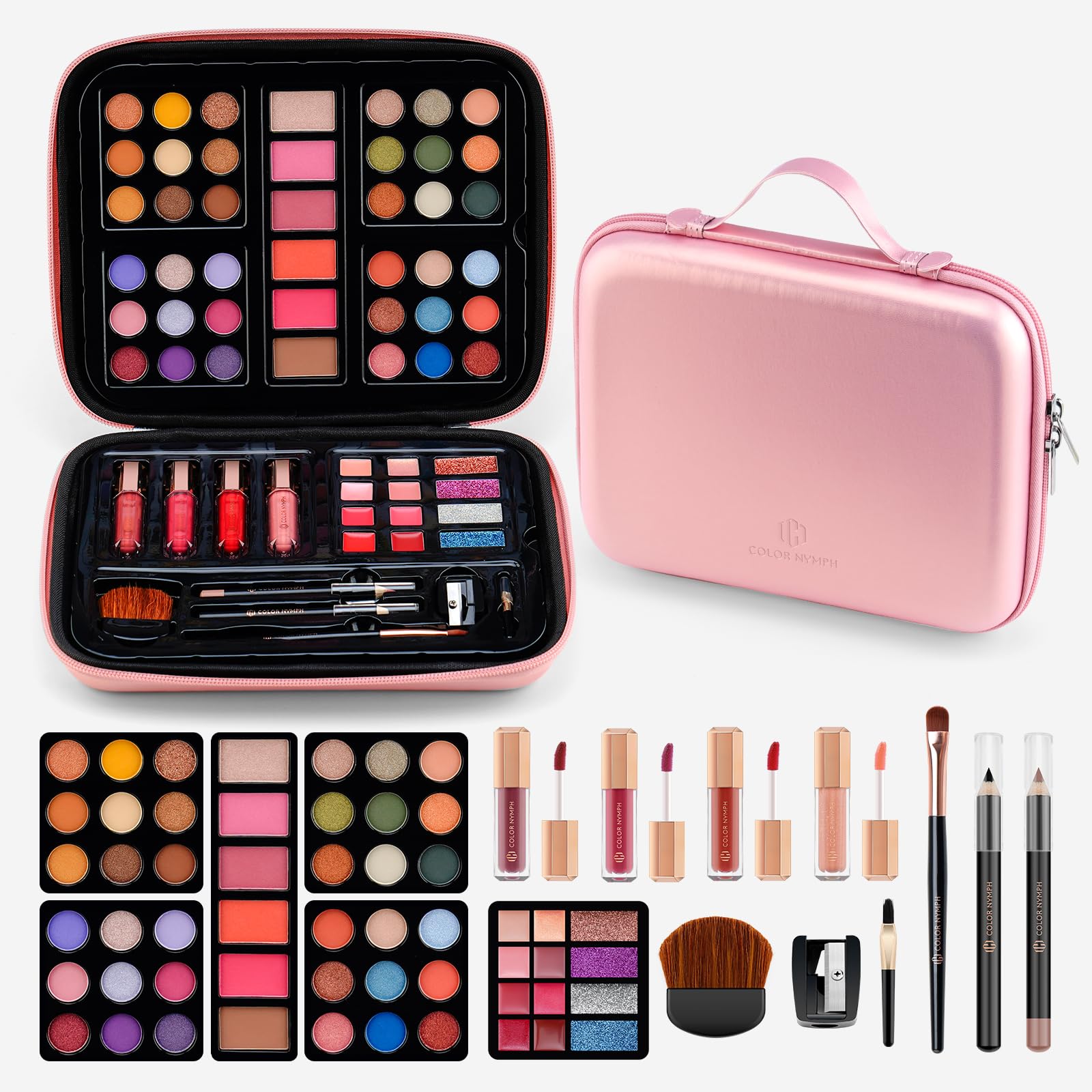 Color Nymph teens makeup set with pink handbag for portable storage and on-the-go practice.