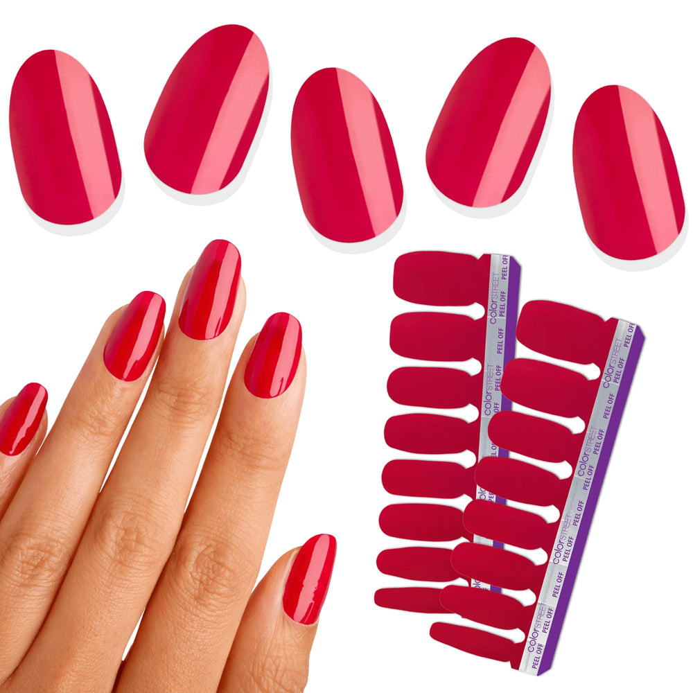 Color Street Bed of Roses nails showcase a glittery, romantic manicure using real polish strips.