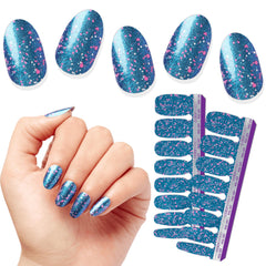 Color Street Frosty Nights deep blue glitter strips for a fast, festive manicure.