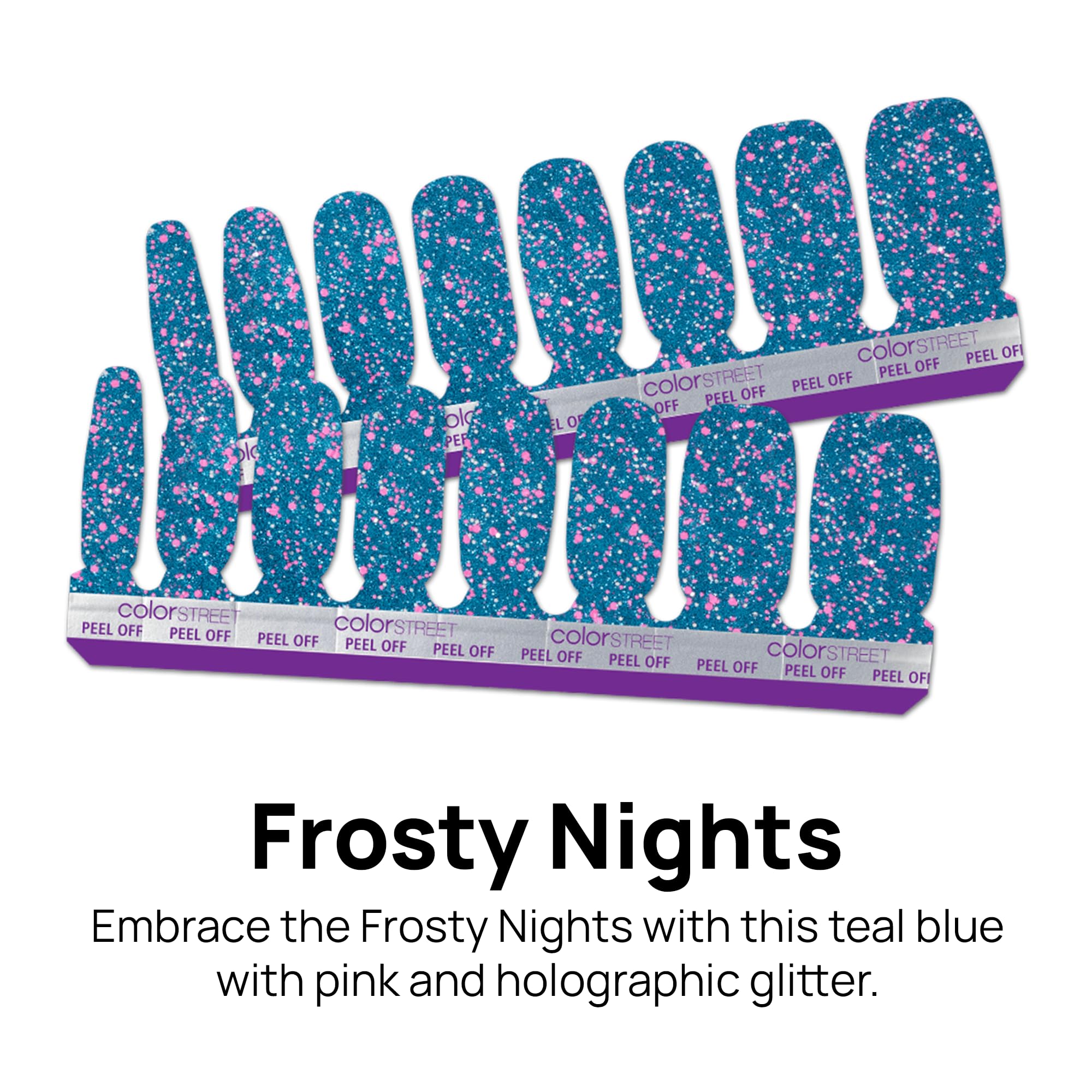 Color Street Frosty Nights polish strip set provides easy at-home nail art.