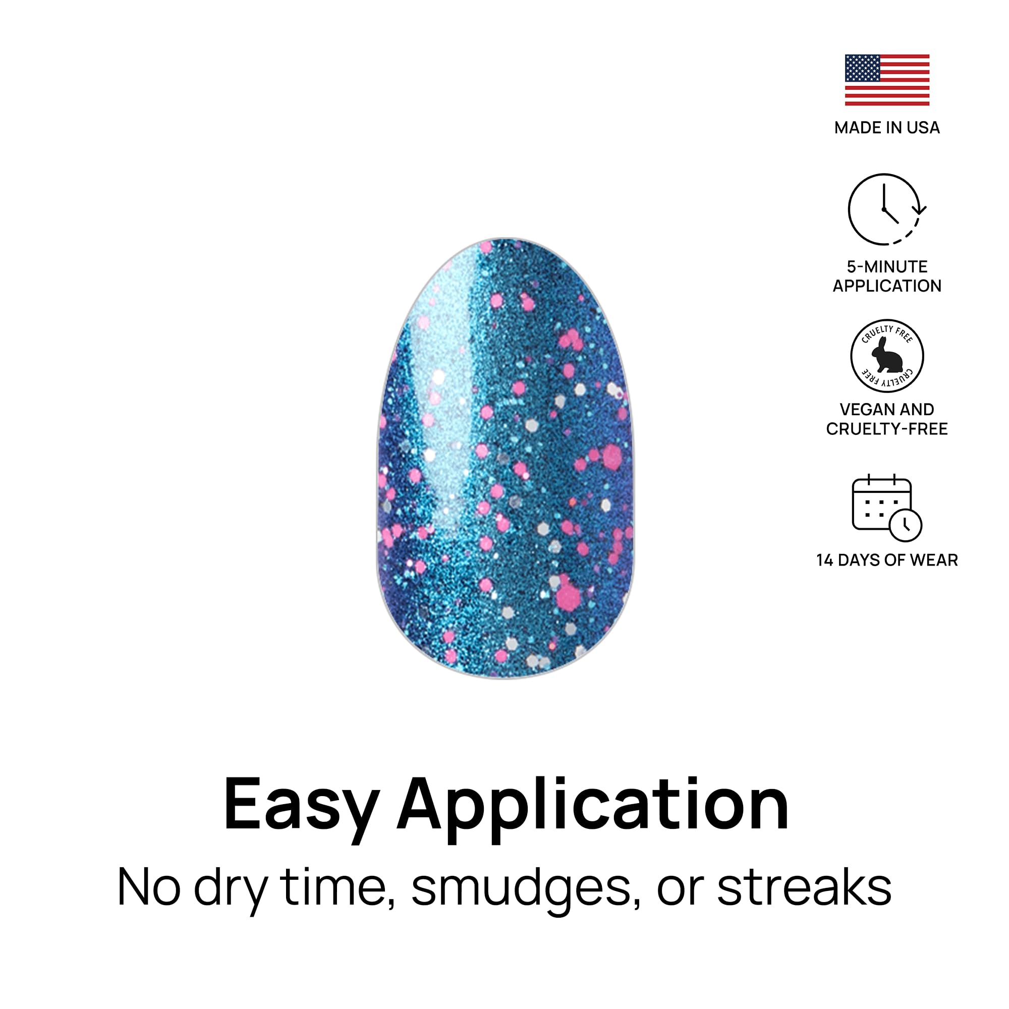 Color Street Frosty Nights zero dry time for mess-free application.